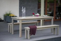 EKJU Table 178 x 78 cm avec Deux Bancs en Bois Eléonore