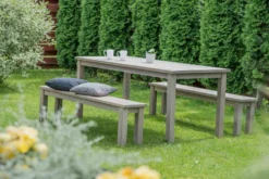 EKJU Table 178 x 78 cm avec Deux Bancs en Bois Eléonore