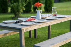 EKJU Table 178 x 78 cm avec Deux Bancs en Bois Eléonore