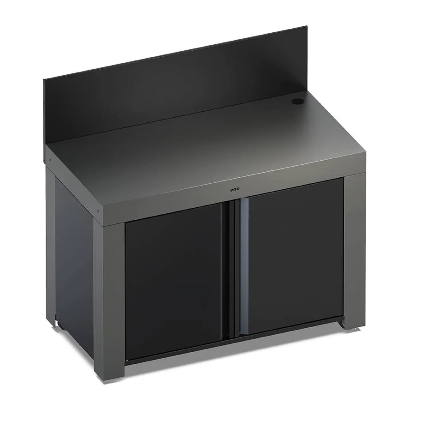ENO Meuble de Cuisine pour Plancha 120 x 60 cm Félix en Acier Gris et Noir