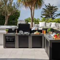 ENO Plateau d'Angle pour Cuisine d'Extérieur Modulo en Acier Gris Cargo et Noir