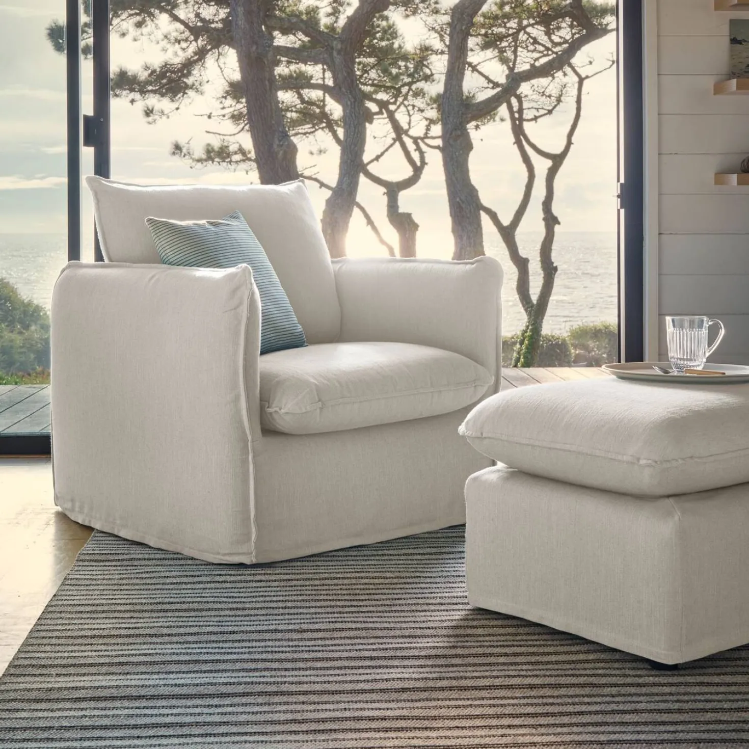 Fauteuil tissu effet lin Orphée