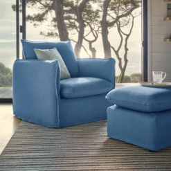 Fauteuil tissu effet lin Orphée