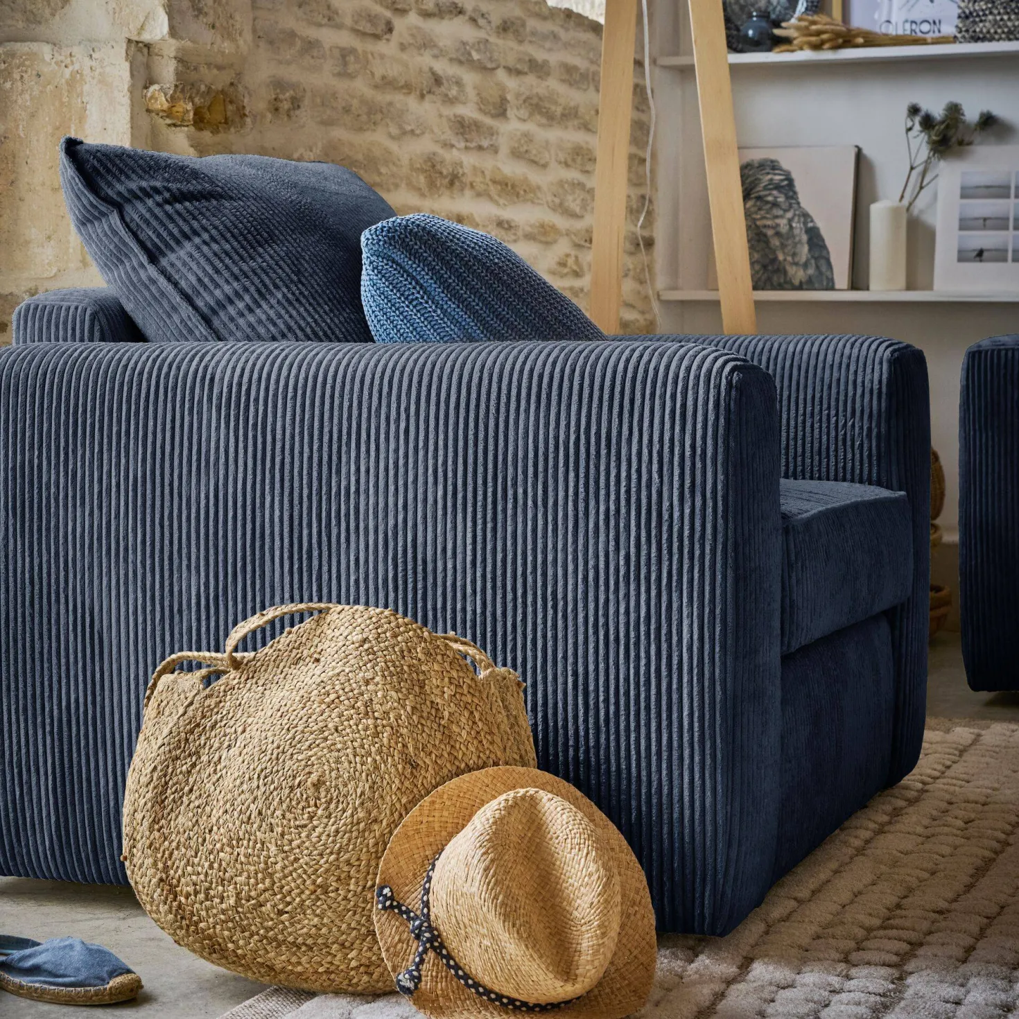 Fauteuil velours côtelé Otto