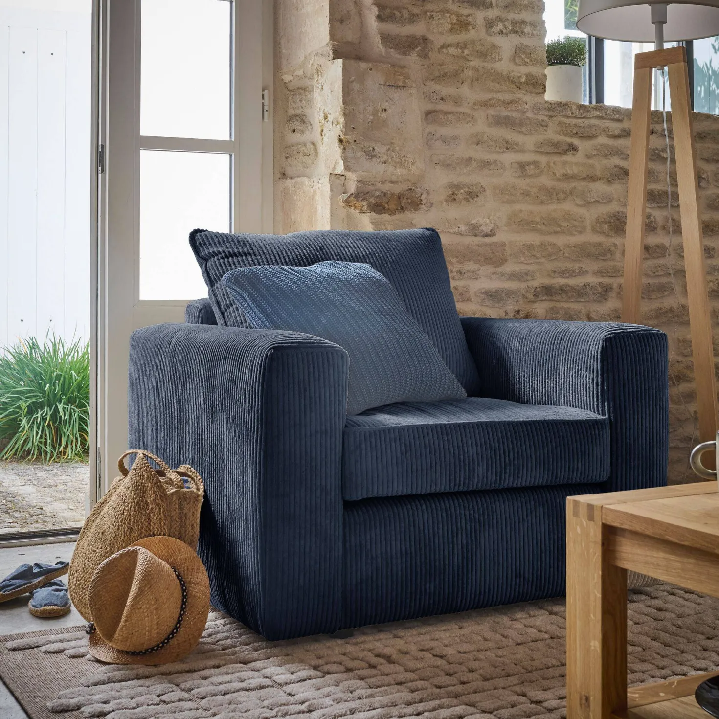Fauteuil velours côtelé Otto