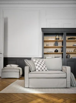 Fauteuil XL coton/lin déhoussable Margot