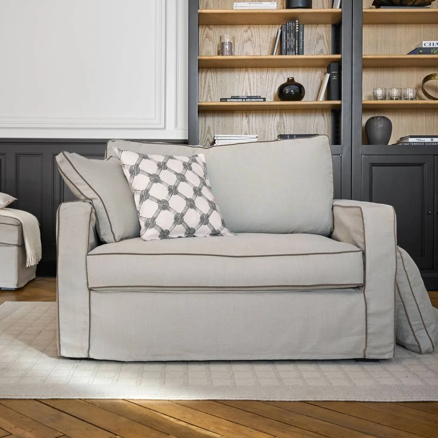 Fauteuil XL coton/lin déhoussable Margot