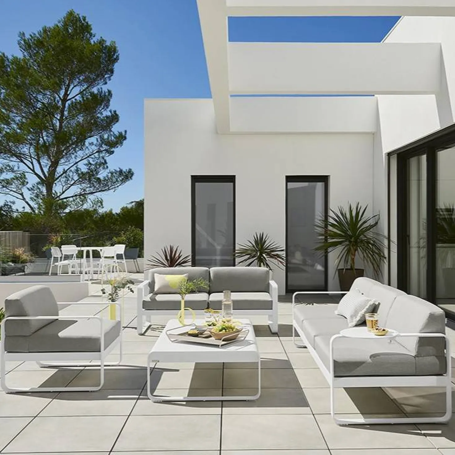 FERMOB Canapé 2 Places Bellevie Gris Flanelle en Aluminium