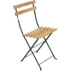 FERMOB Lot de 2 Chaises Pliantes Bistro Naturel en Acier et en Bois