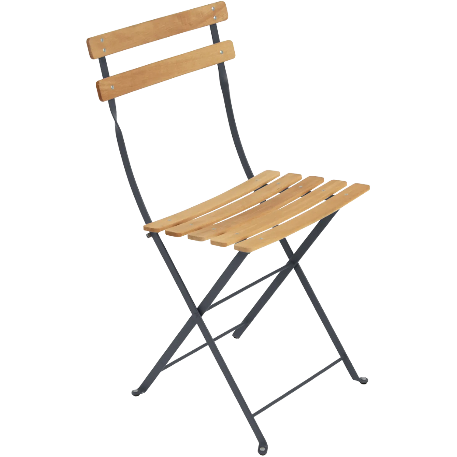 FERMOB Lot de 2 Chaises Pliantes Bistro Naturel en Acier et en Bois