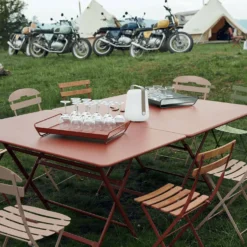 FERMOB Lot de 2 Chaises Pliantes Bistro Naturel en Acier et en Bois
