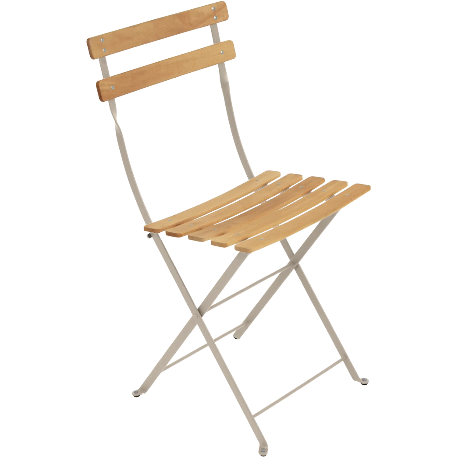 FERMOB Lot de 2 Chaises Pliantes Bistro Naturel en Acier et en Bois