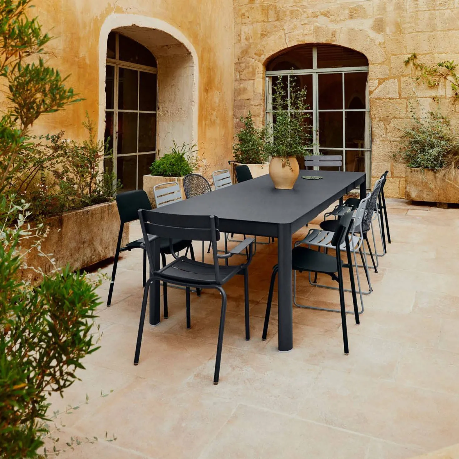 FERMOB Table Rectangulaire Extensible 149/299 x 100 cm Ribambelle en Aluminium
