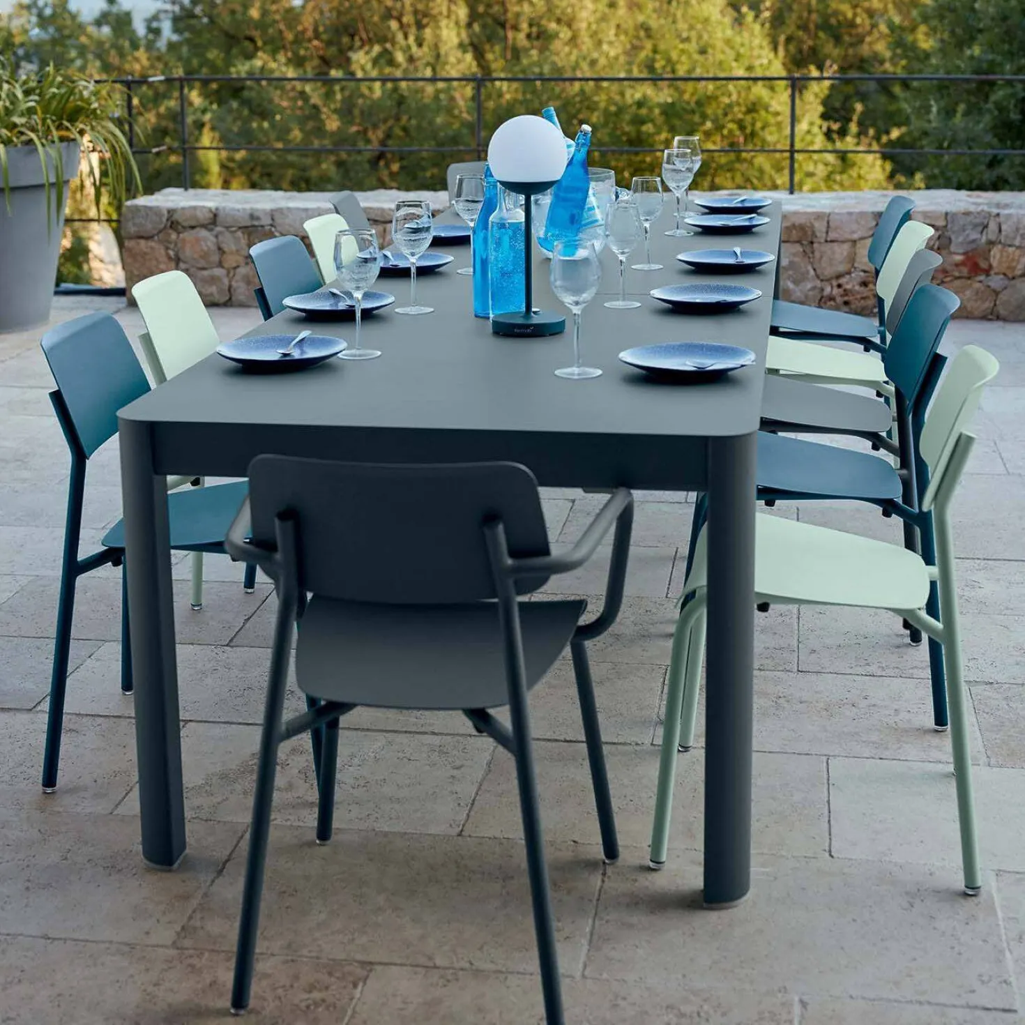 FERMOB Table Rectangulaire Extensible 149/299 x 100 cm Ribambelle en Aluminium