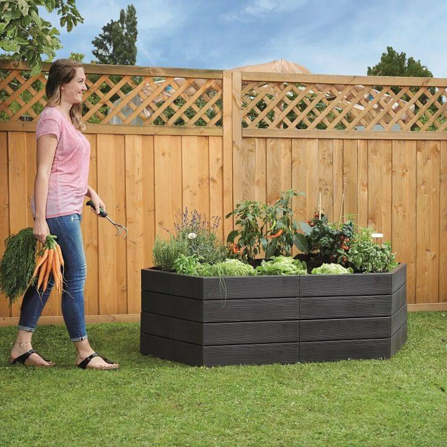 GARANTIA Lot de 2 carrés potagers forme hexagonale