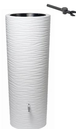 GARANTIA Récupérateur d'eau avec bac à fleurs 350L, blanc Natura