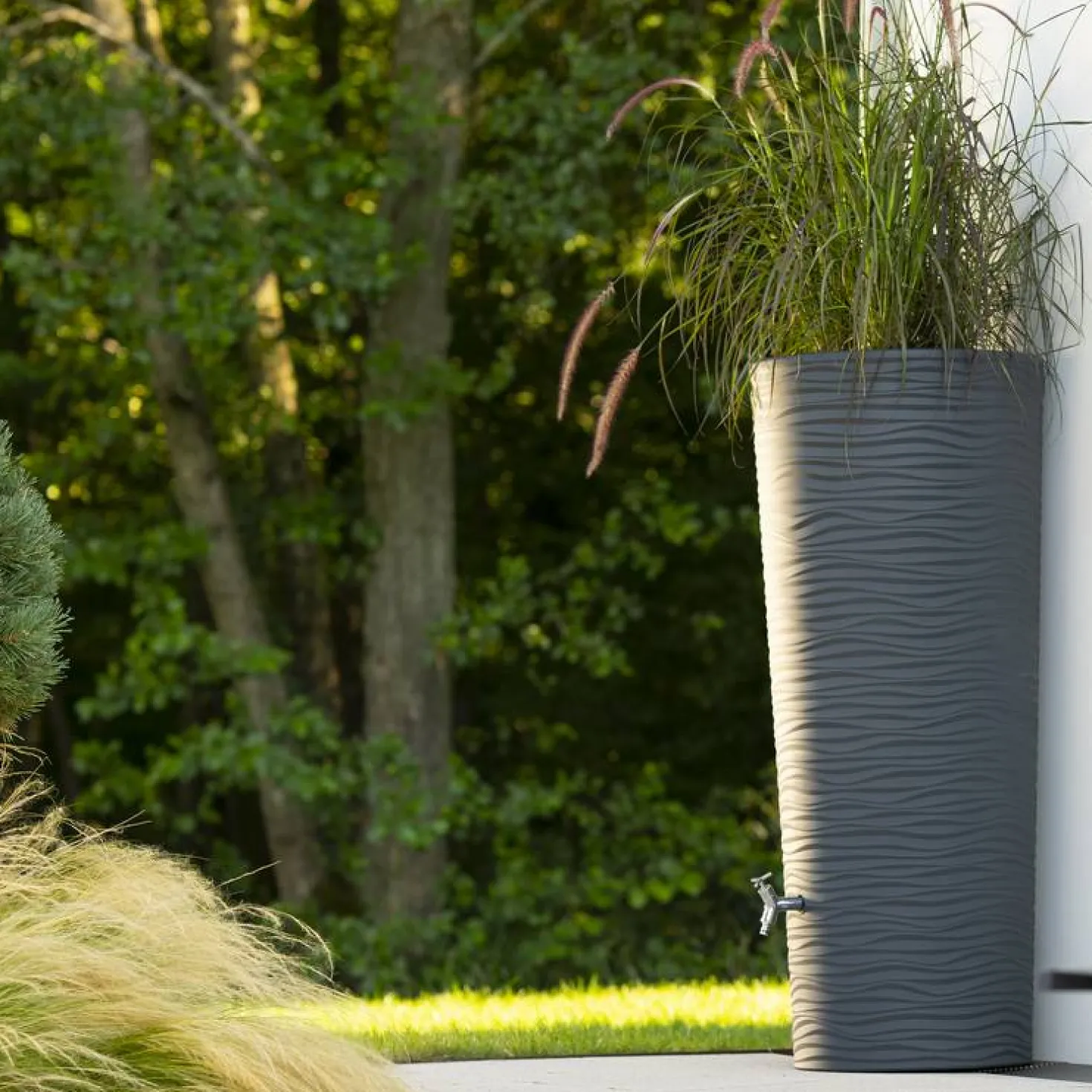GARANTIA Récupérateur d'eau avec bac à fleurs 350L, Natura