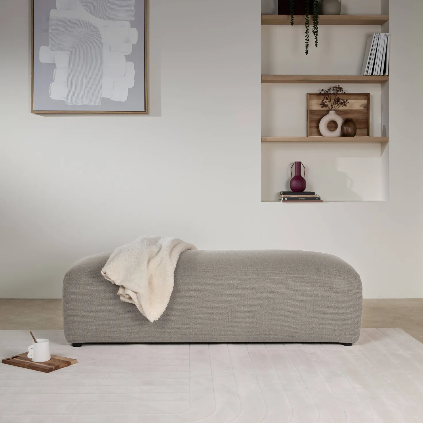 Grand pouf tissu tramé Pavel