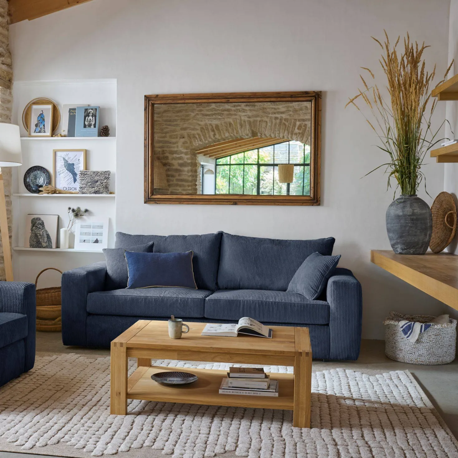 Grand pouf velours côtelé Otto