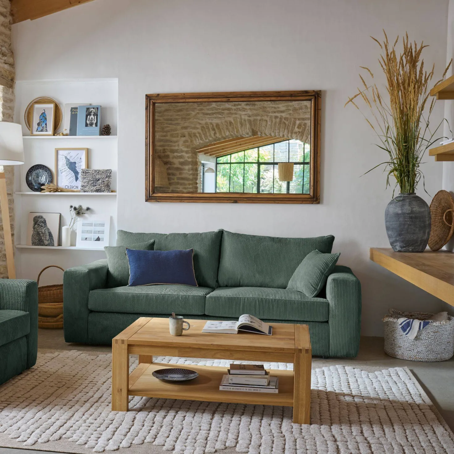 Grand pouf velours côtelé Otto