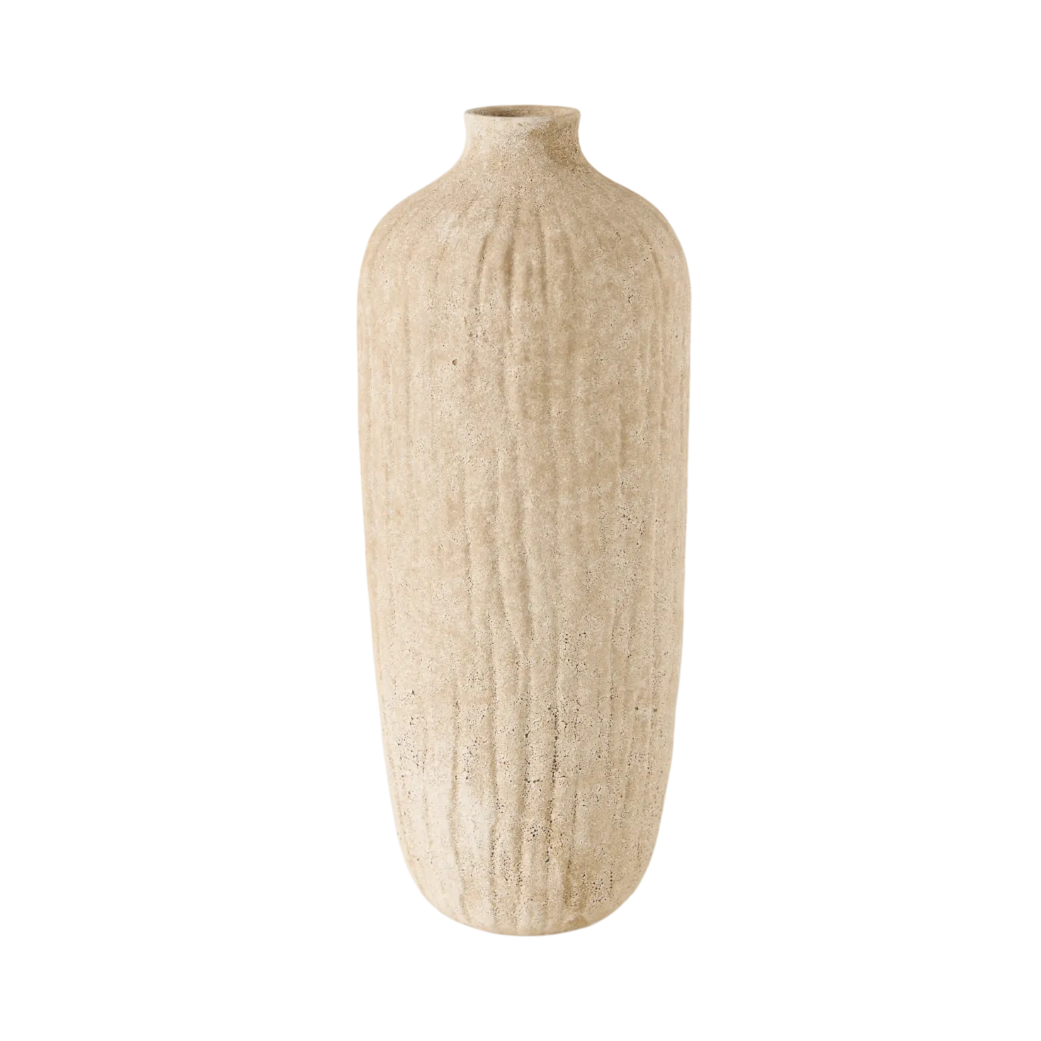 Grand vase céramique déco texturé beige 36 cm Siméon