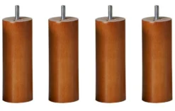 Jeu de 4 pieds cylindriques bois vernis