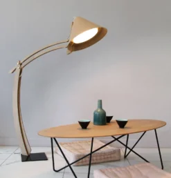 Lampadaire réglable Silence cuir beige