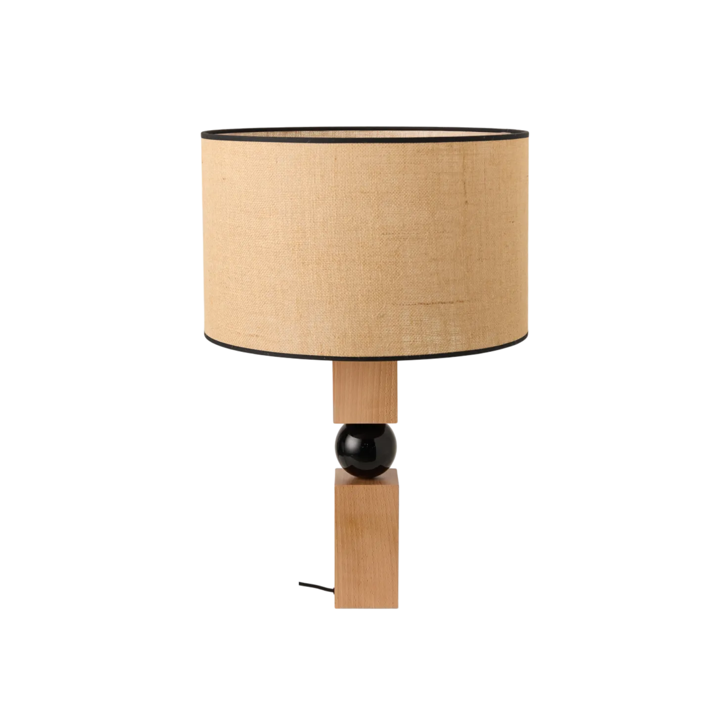 Lampe à poser en bois et abat jour jute Romy
