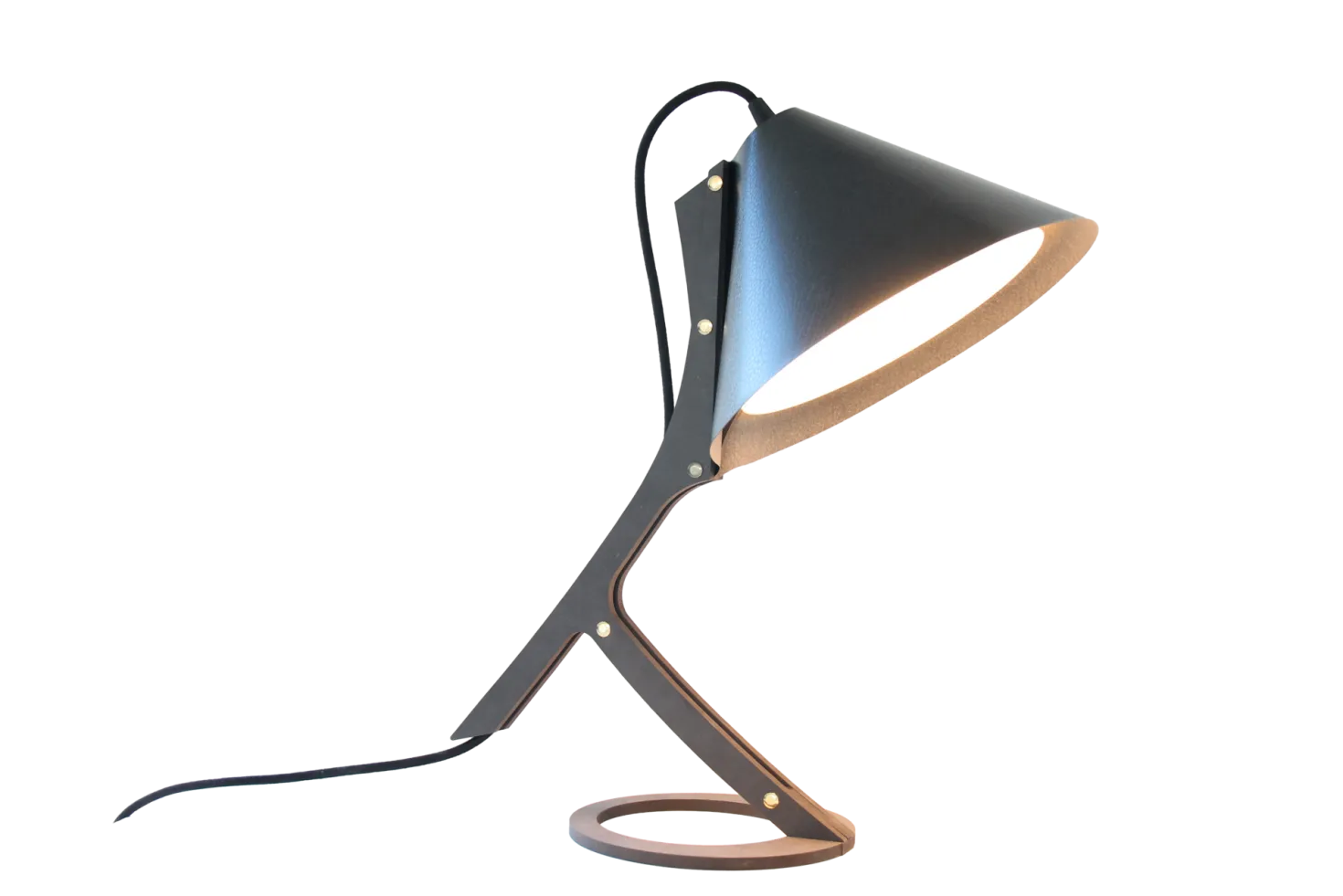 Lampe à poser Silence cuir noir