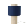 Lampe à poser tissu bleu et blanc Swan