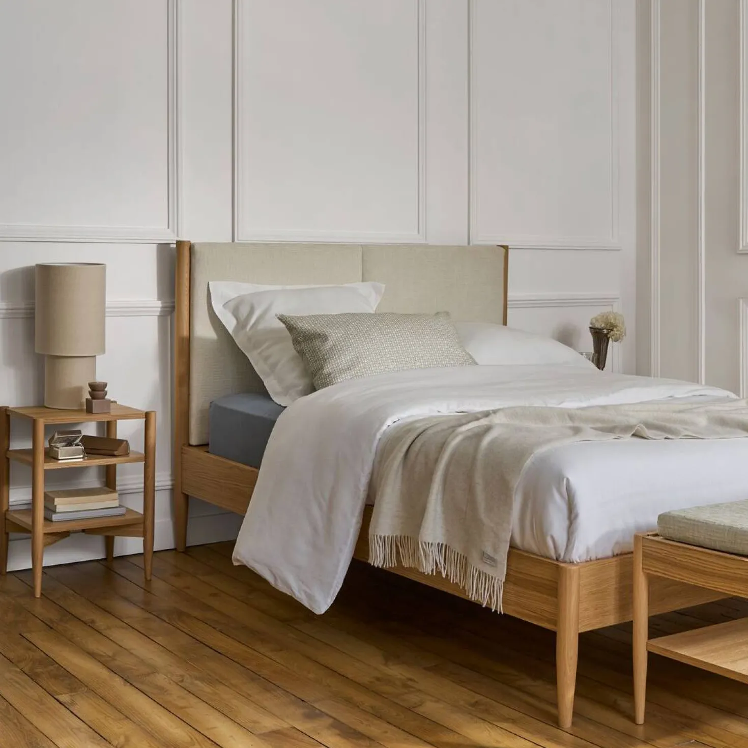 Lampe à poser tissu crème Sophie