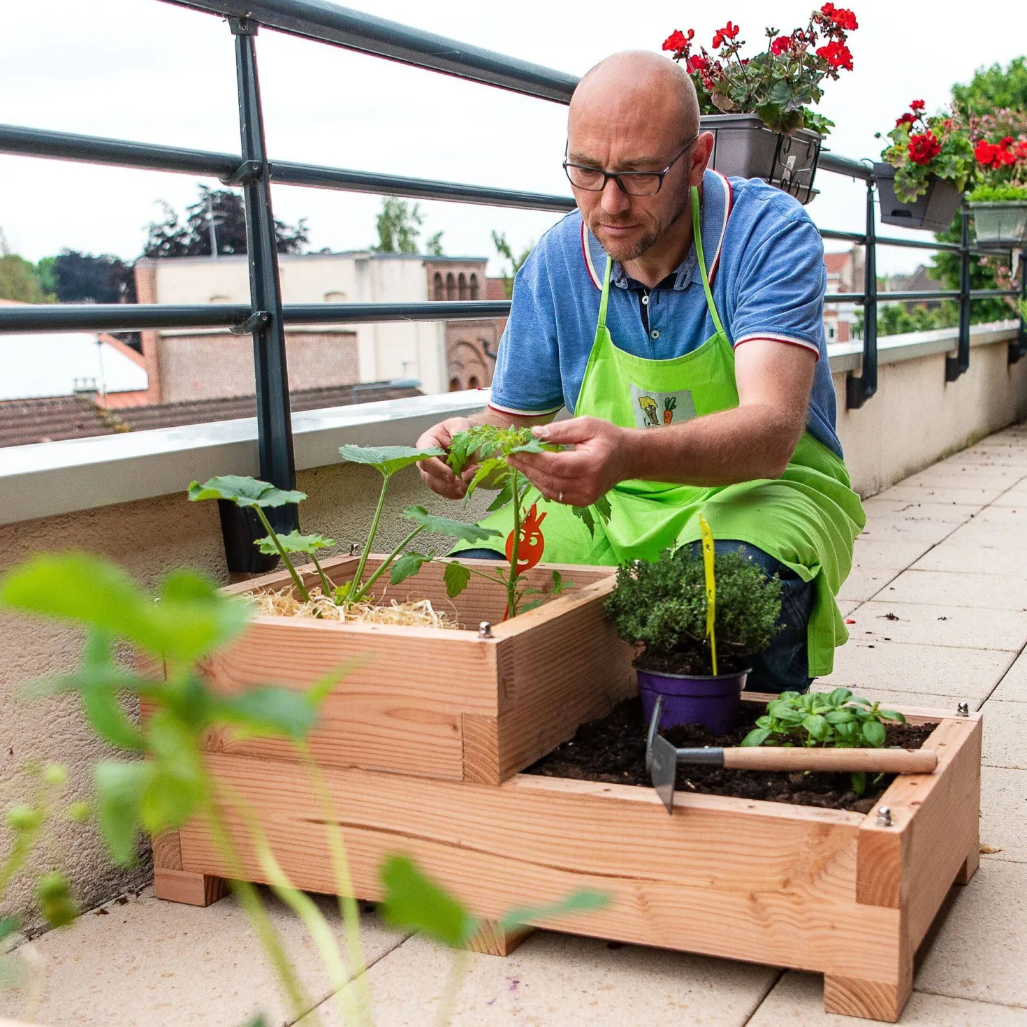 LE CARRE FANTASTIK Carré potager en bois 2 bacs et 2 niveaux 86cm, Twinik