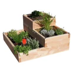 LE CARRE FANTASTIK Carré potager en bois 3 bacs et 3 niveaux, Effet Graphik Junior
