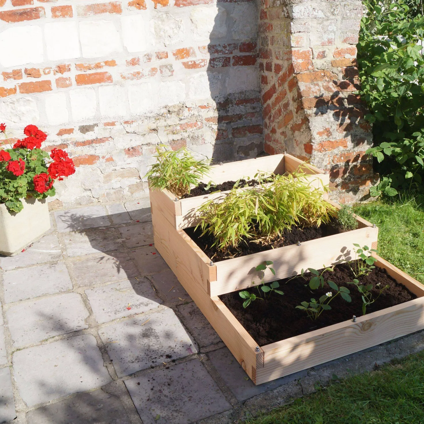 LE CARRE FANTASTIK Carré potager en bois 3 bacs et 3 niveaux, Big Triptik