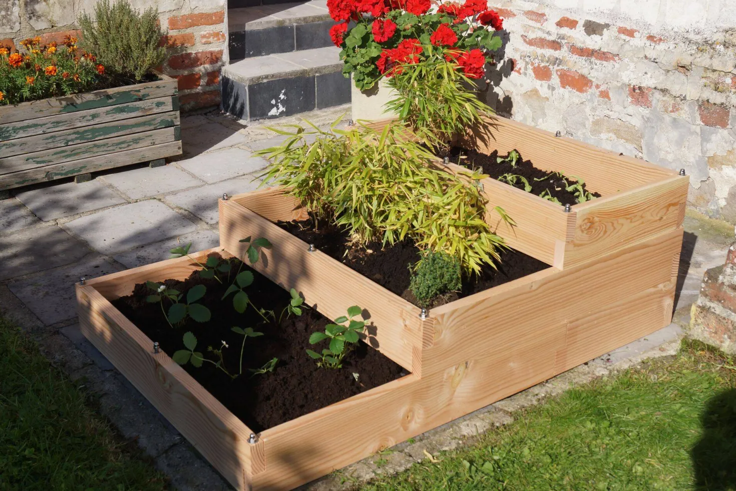 LE CARRE FANTASTIK Carré potager en bois 3 bacs et 3 niveaux, Big Triptik