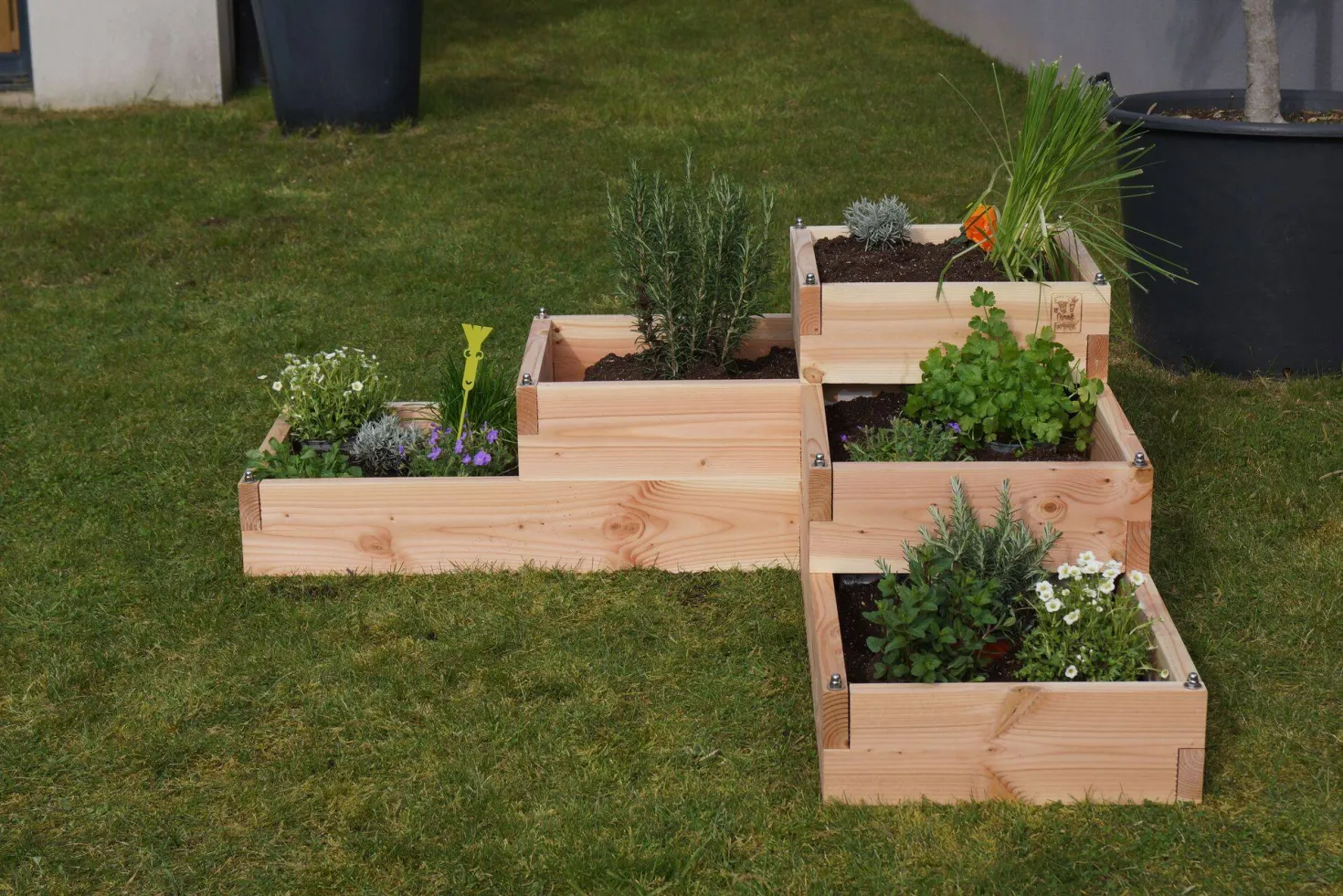LE CARRE FANTASTIK Carré potager en bois 5 bacs et 3 niveaux, Volcanik