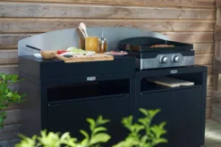 LE MARQUIER Cuisine d'Extérieur 2 Éléments avec Crédence en Acier Noir