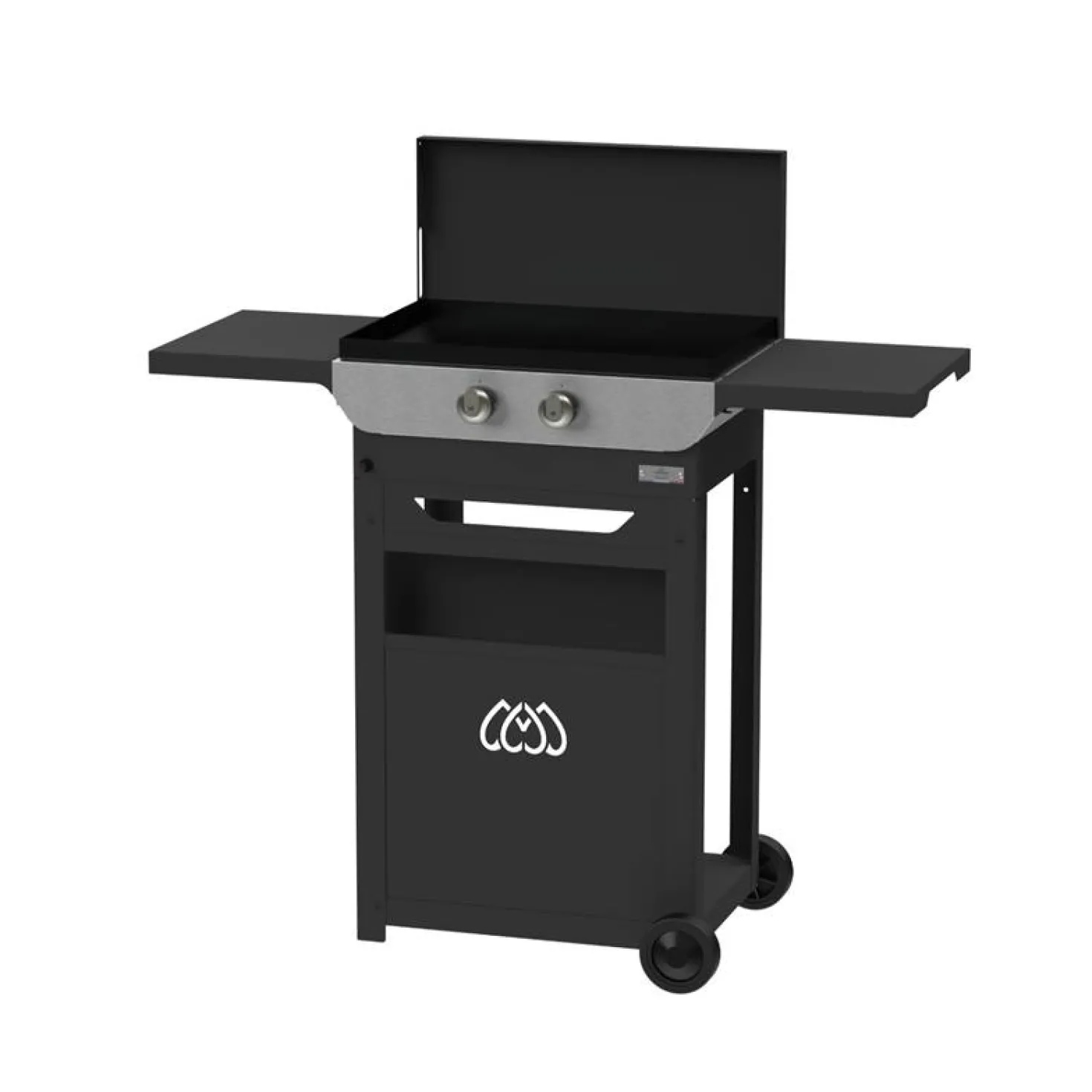LE MARQUIER Ensemble Plancha Gaz, Chariot et Couvercle en Acier et Inox Original