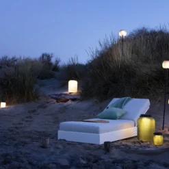 LES JARDINS LOLIE - Lampion lesté à poser H 20 cm solaire & rechargeable 200 LM maille OLIVE