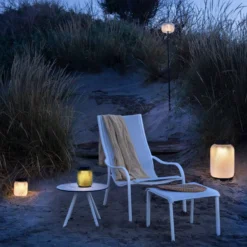 LES JARDINS LOLIE - Lanterne lestée à poser H 47,5 cm solaire & rechargeable 300 LM maille CRISTAL
