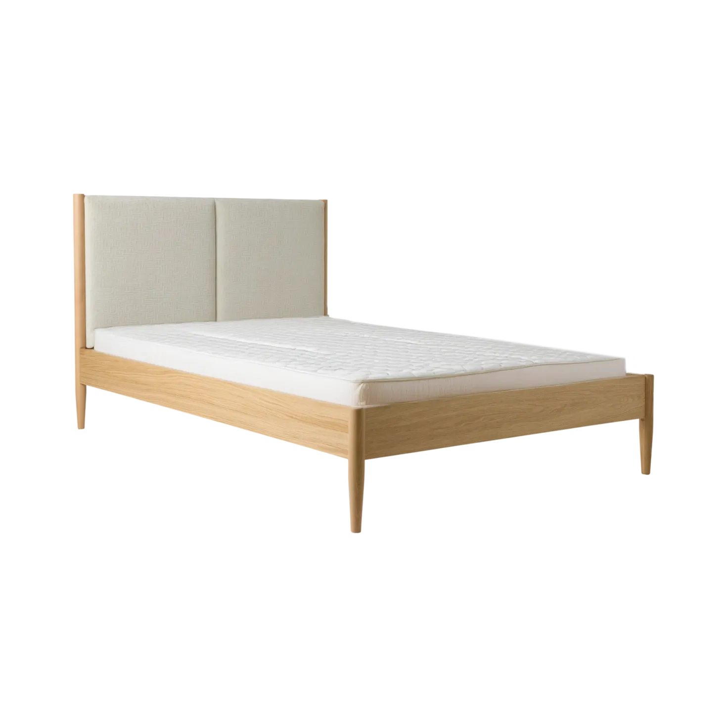 Lit bois avec tête de lit en tissu Aline