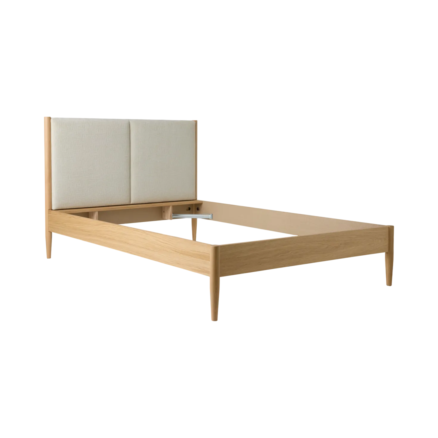 Lit bois avec tête de lit en tissu Aline