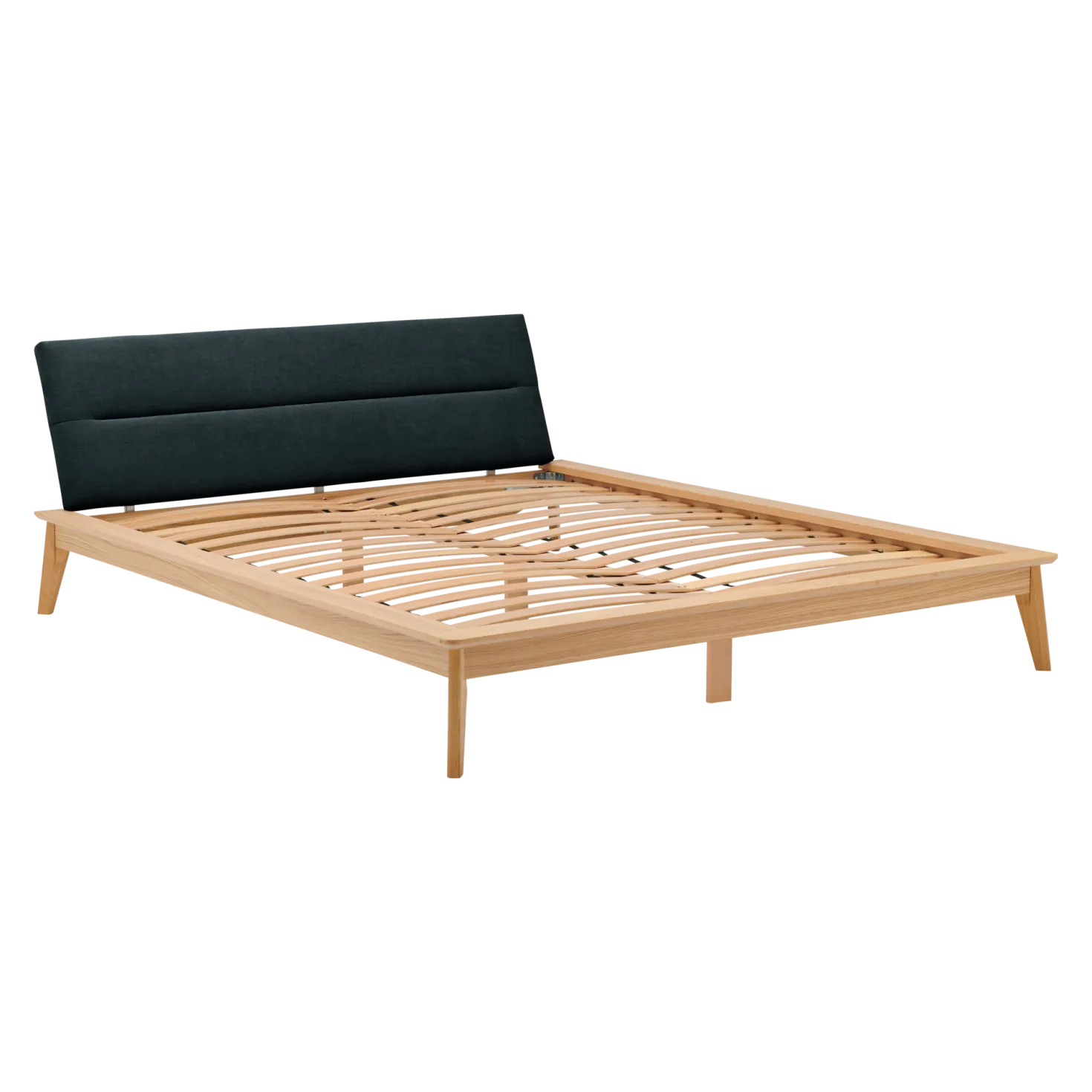 Lit bois avec tête de lit tissu Atia