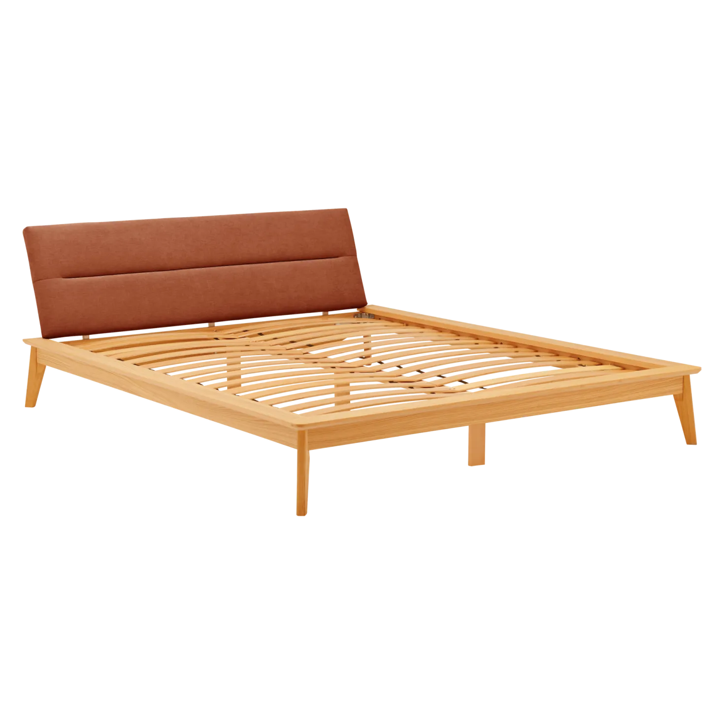 Lit bois avec tête de lit tissu Atia