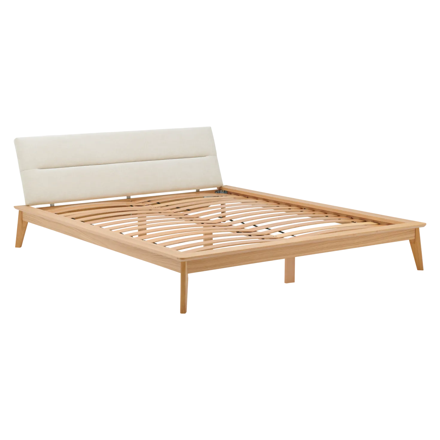 Lit bois avec tête de lit tissu Atia