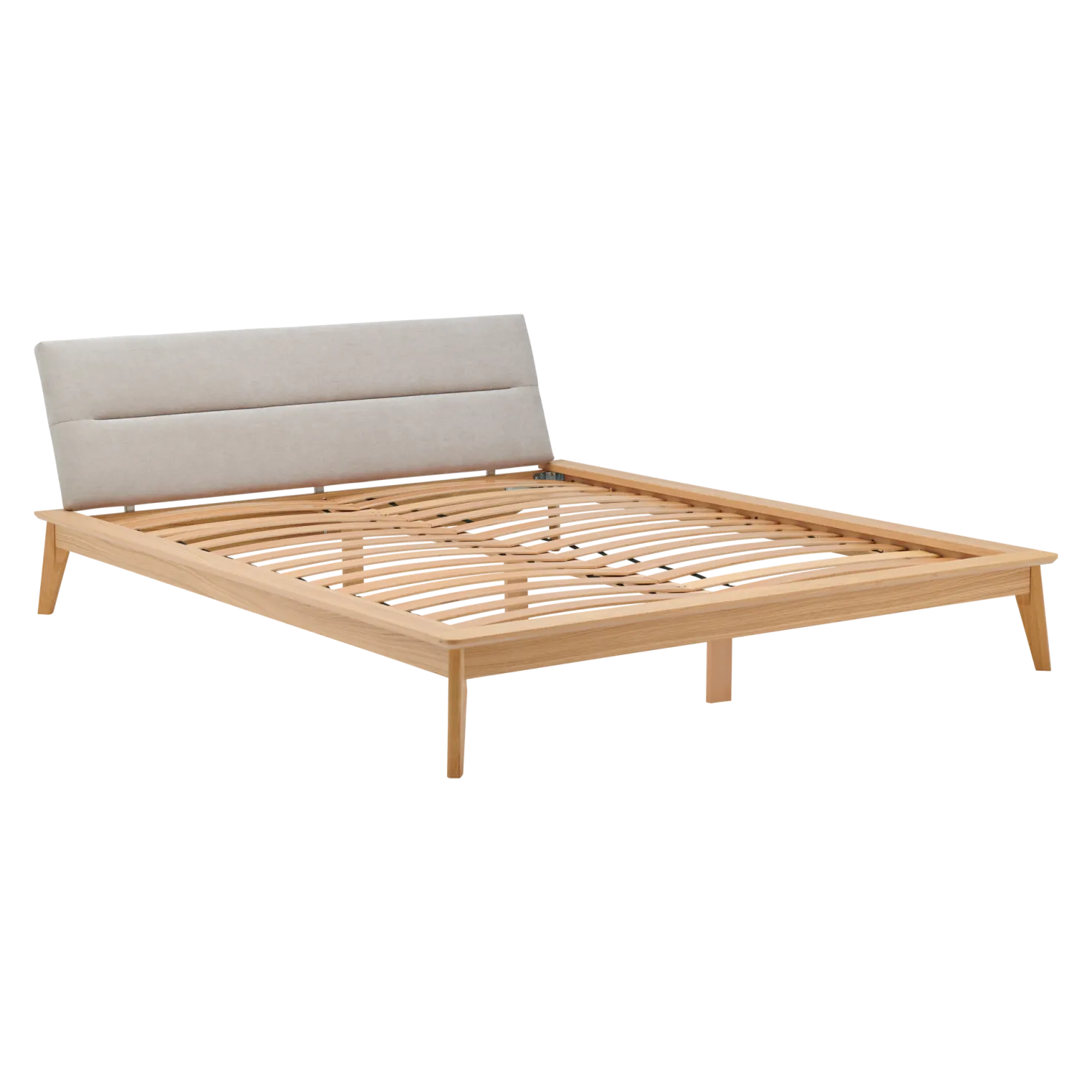 Lit bois avec tête de lit tissu Atia