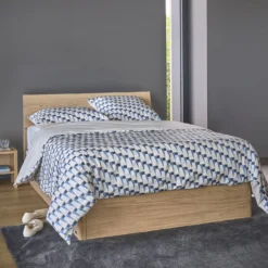 Lit coffre avec tête de lit décor bois Simon