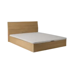 Lit coffre avec tête de lit décor bois Simon