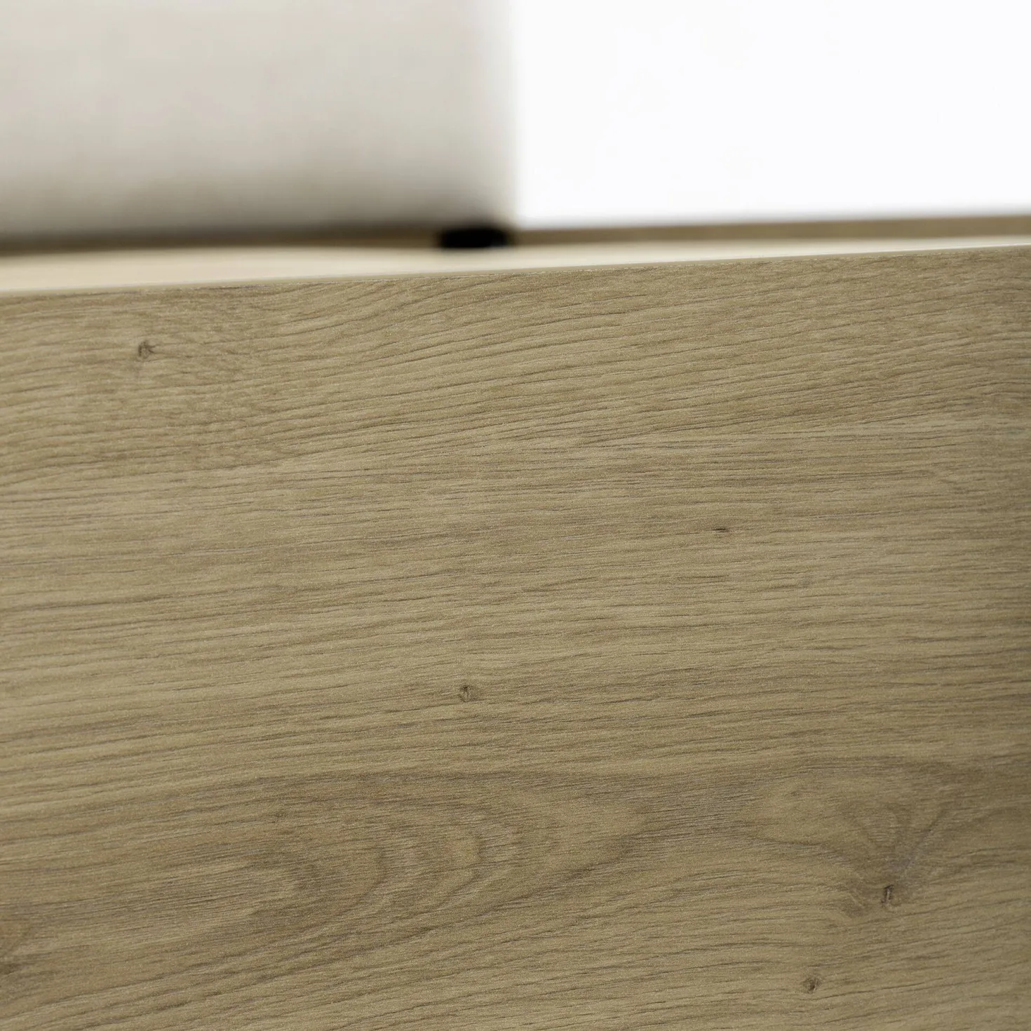 Lit coffre décor bois avec tête de lit tissu Géorgia