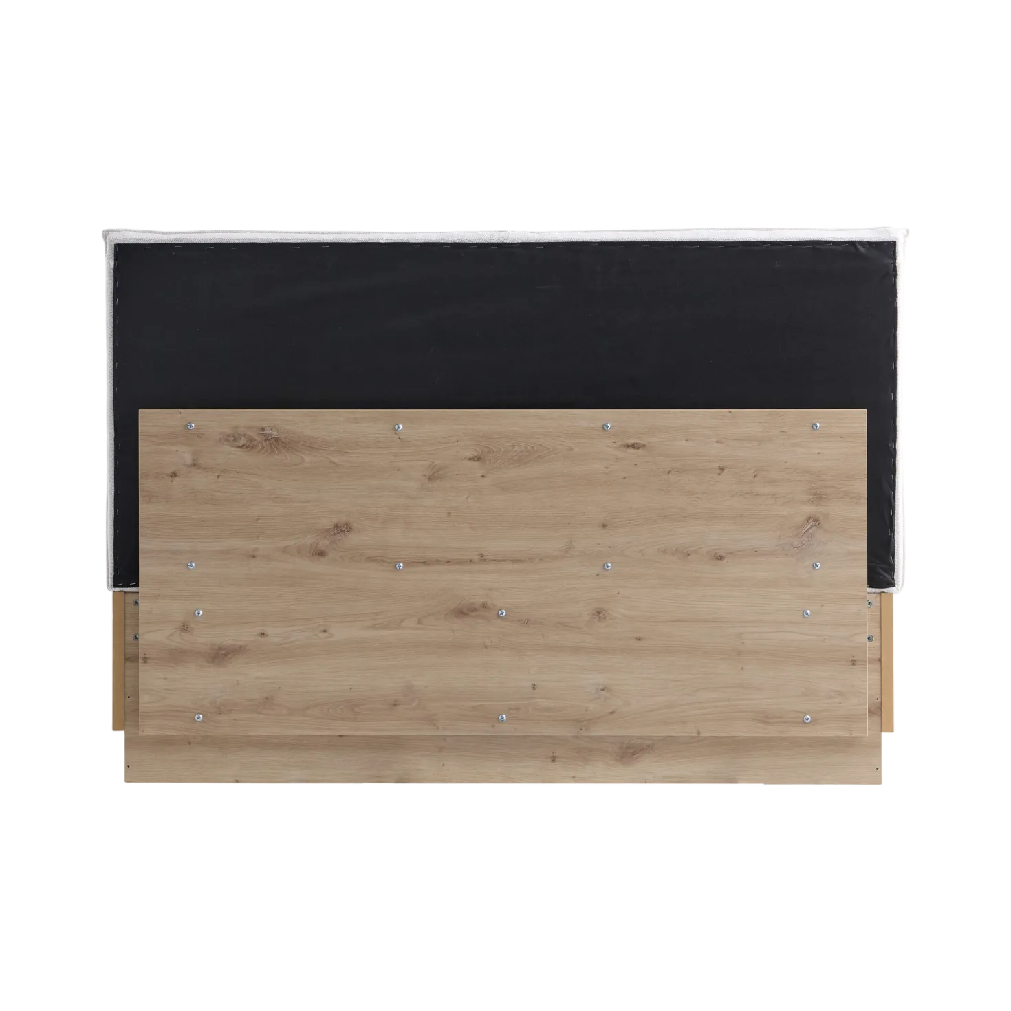 Lit coffre décor bois avec tête de lit tissu Géorgia